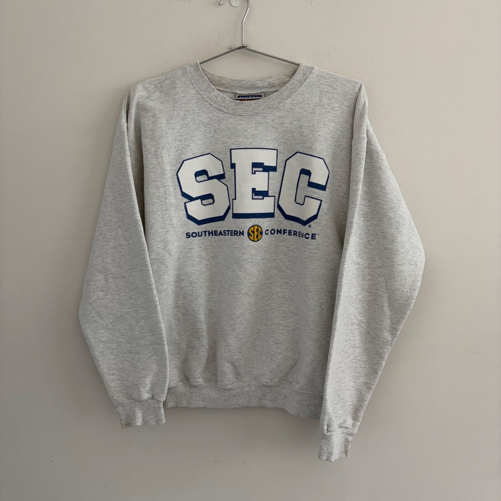 Vintage Hanes Ultimate Cotton SEC Southeastern Conference Sweatshirt Grey Small